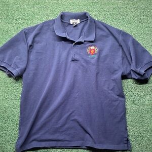 Navy Polo Shirt with Embroidered Crest
